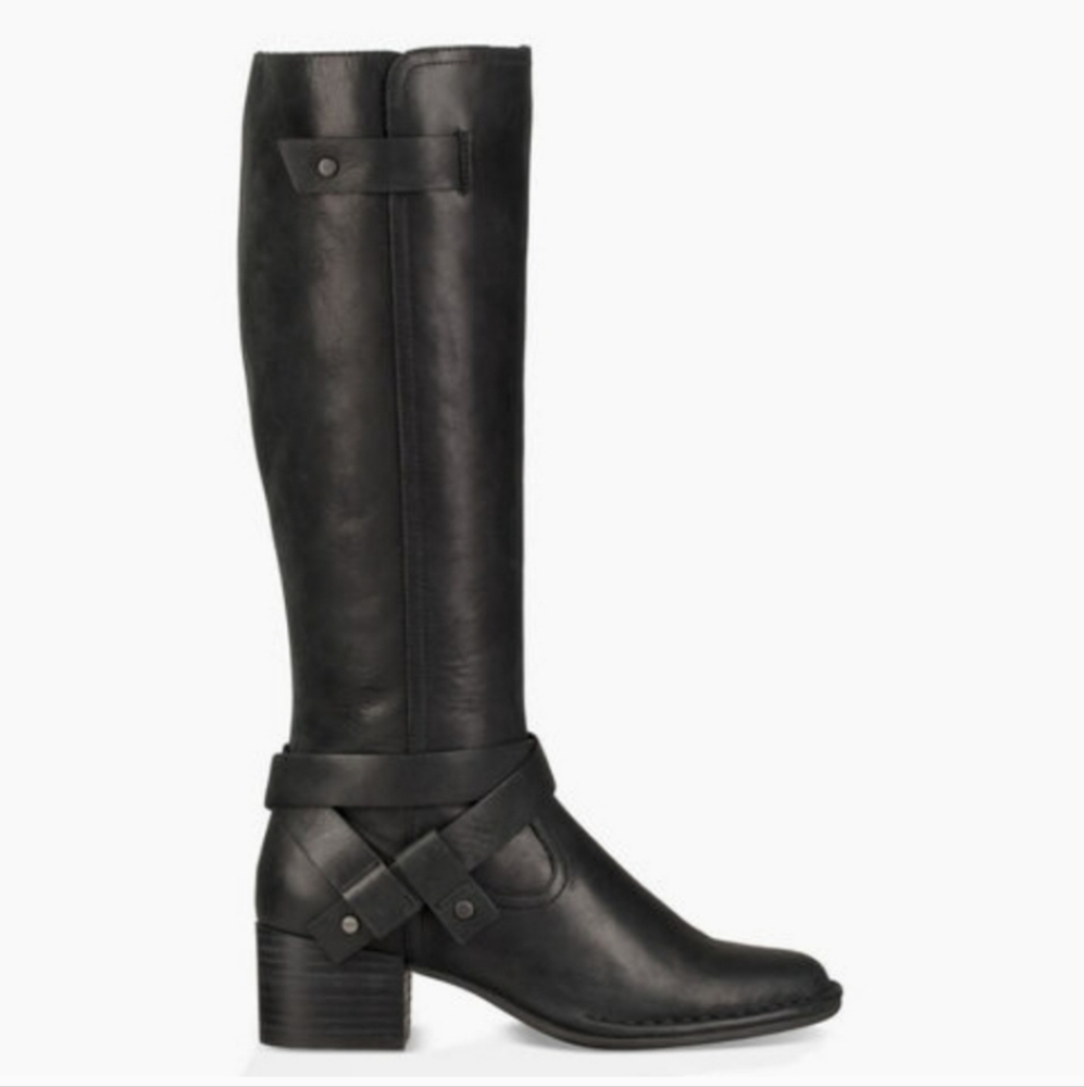 Ugg Bandera Leather Knee High Boots in Black.  UGG SN 1095056. #485 - Picture 4 of 16
